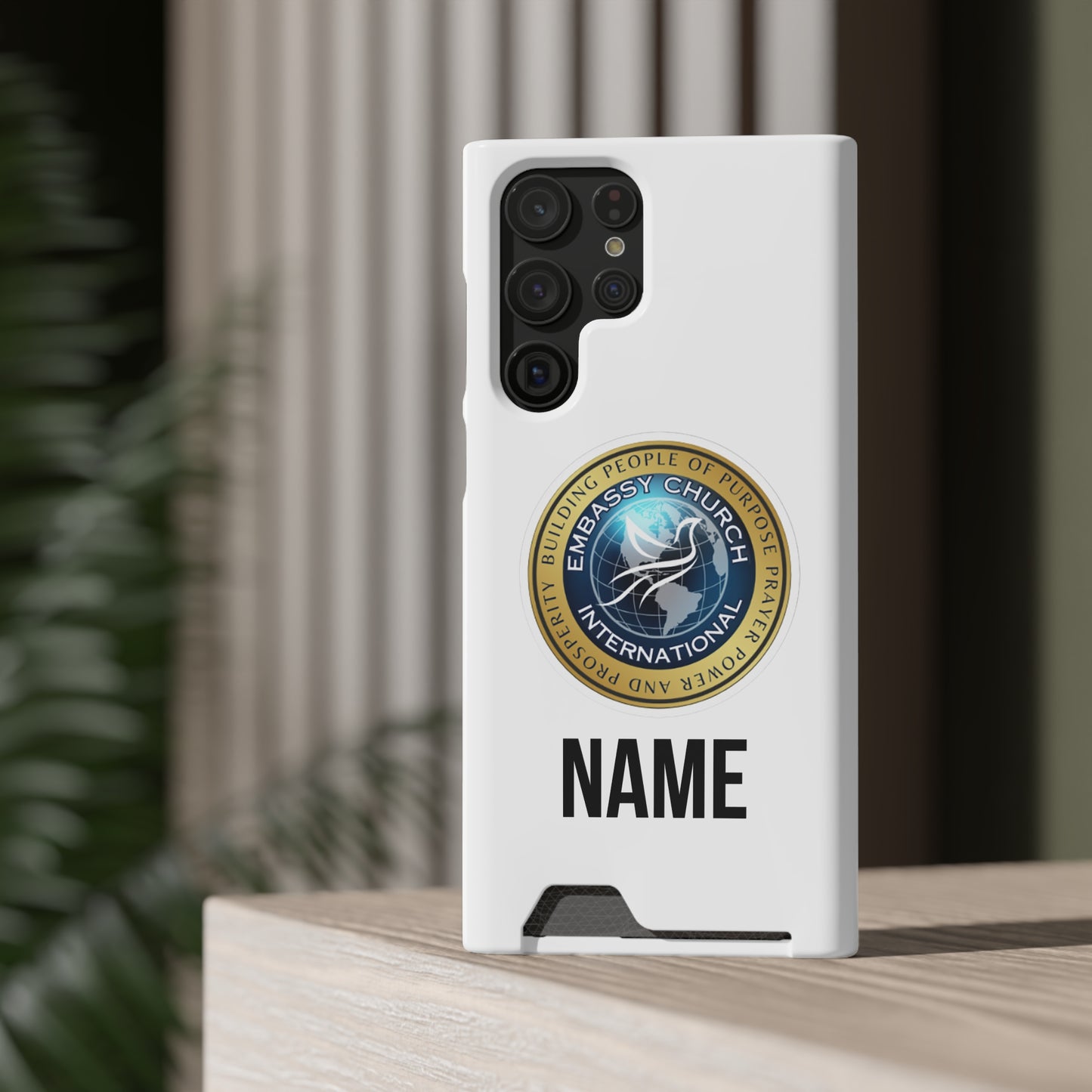 Personalized Embassy Church International Phone Case With Card Holder