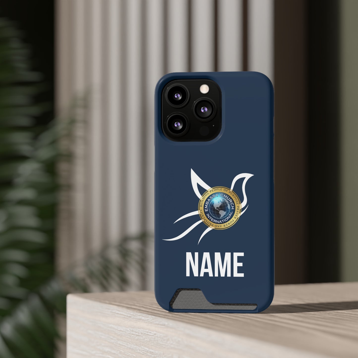 Personalized Embassy Church International Dove Phone Case With Card Holder