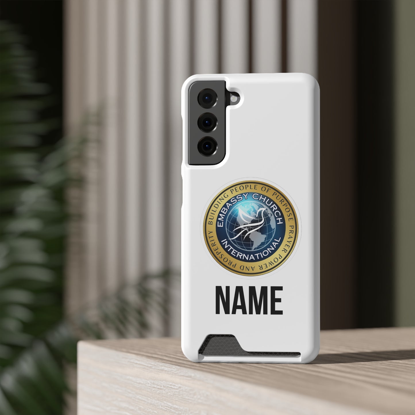 Personalized Embassy Church International Phone Case With Card Holder