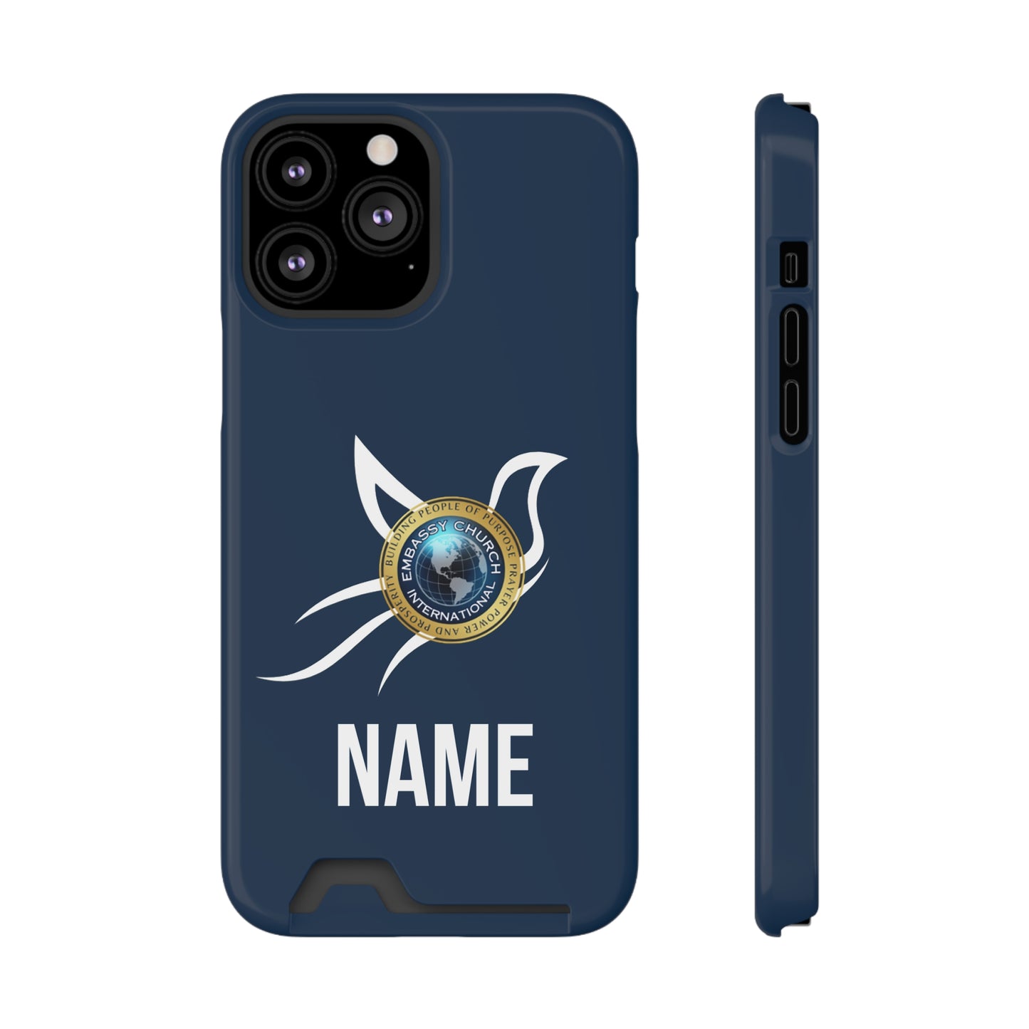 Personalized Embassy Church International Dove Phone Case With Card Holder