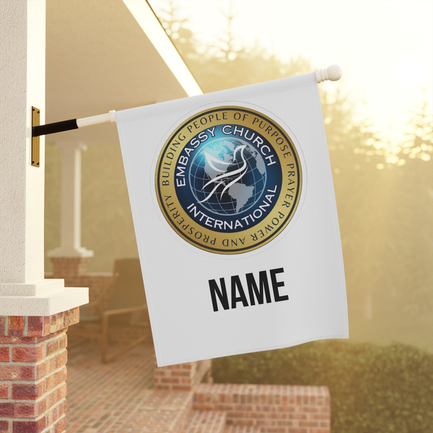 Personalized Embassy Church International Garden & House Banner