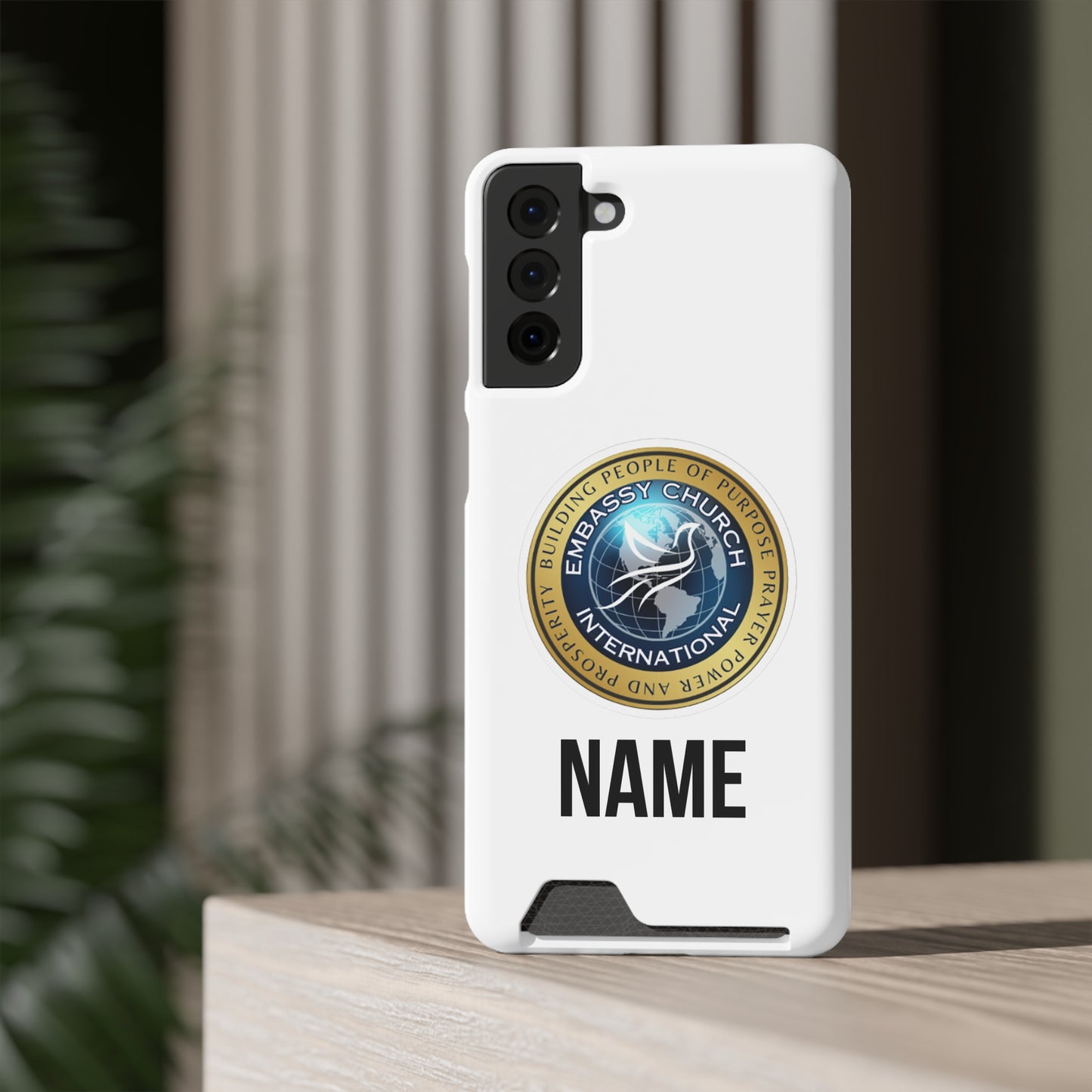 Personalized Embassy Church International Phone Case With Card Holder