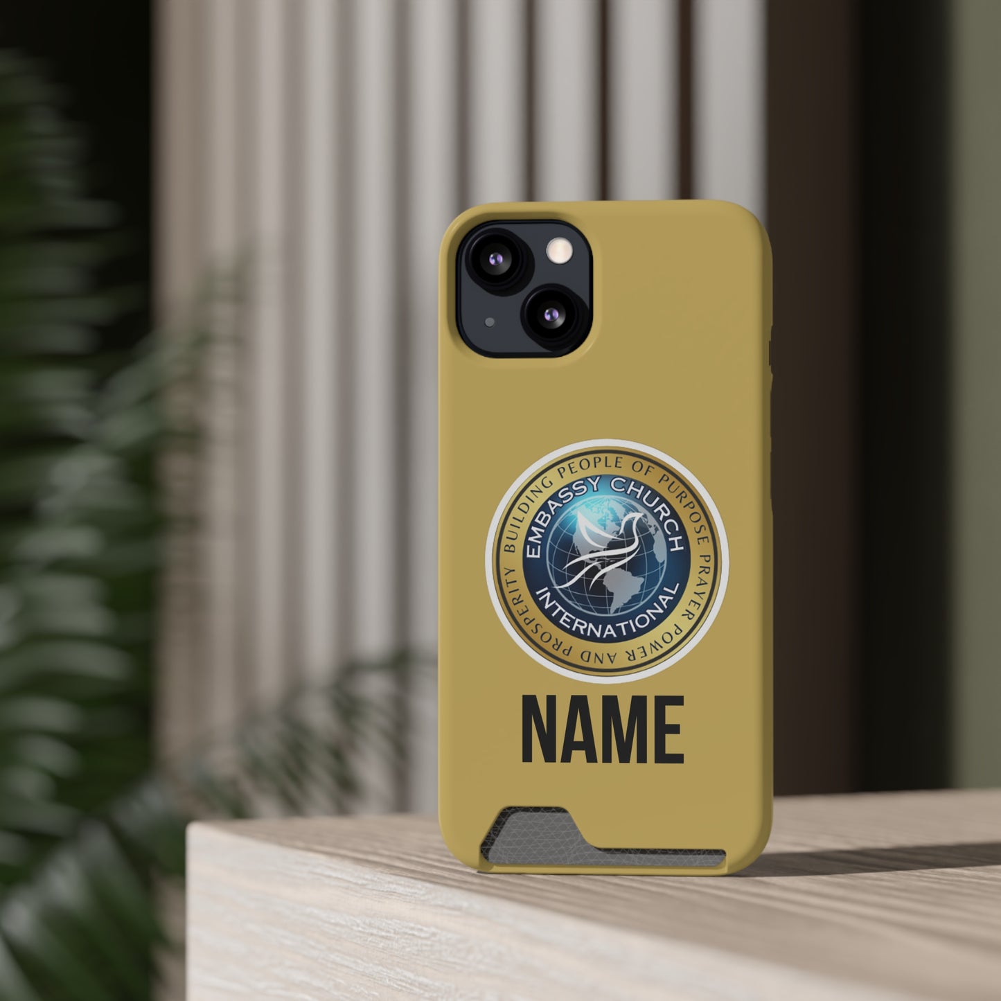 Personalized Embassy Church International Phone Case With Card Holder