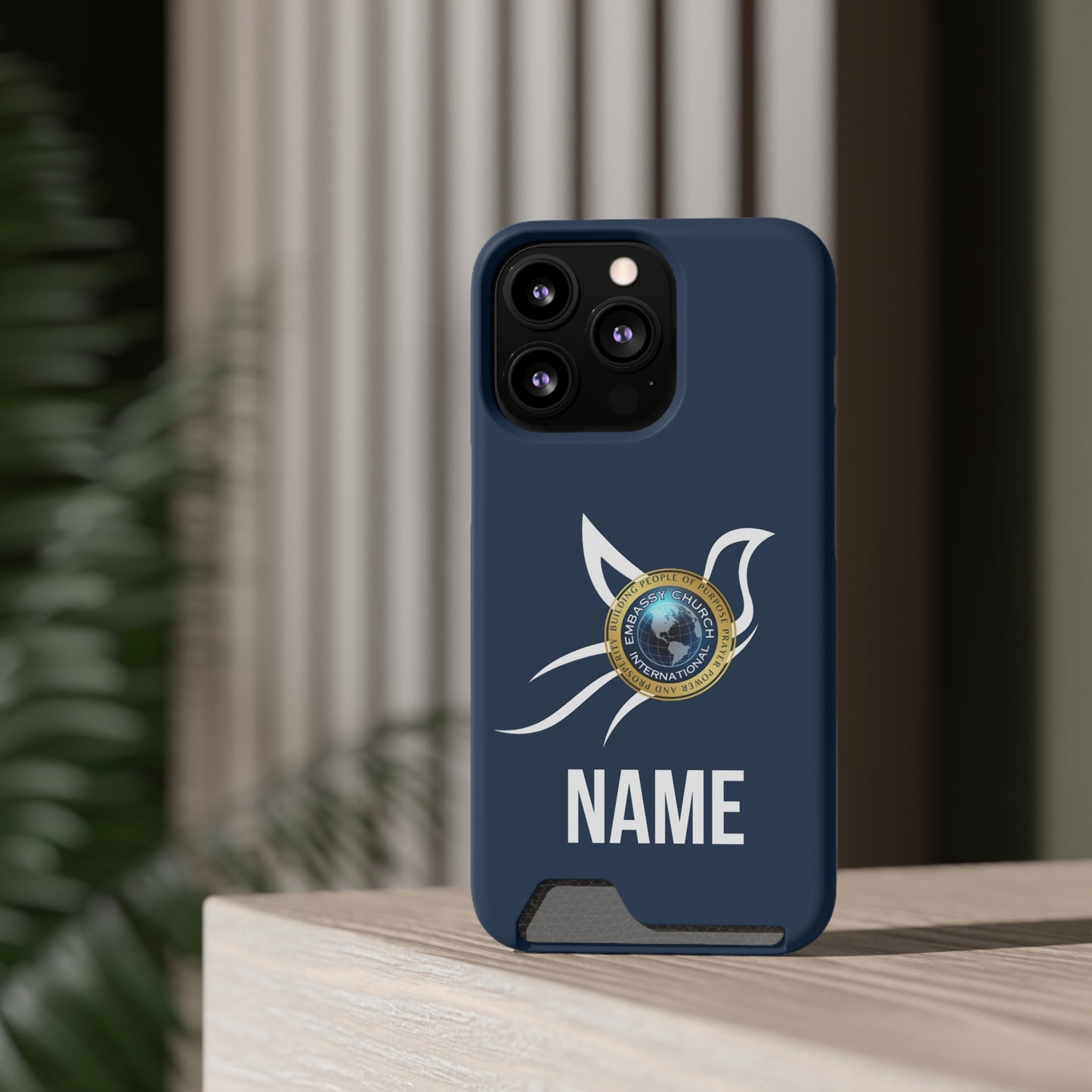 Personalized Embassy Church International Dove Phone Case With Card Holder