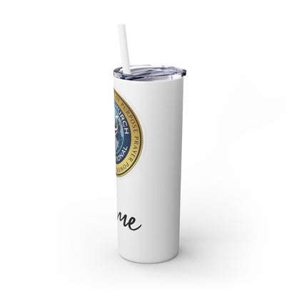 Personalized Embassy Church International Skinny Tumbler with Straw, 20oz