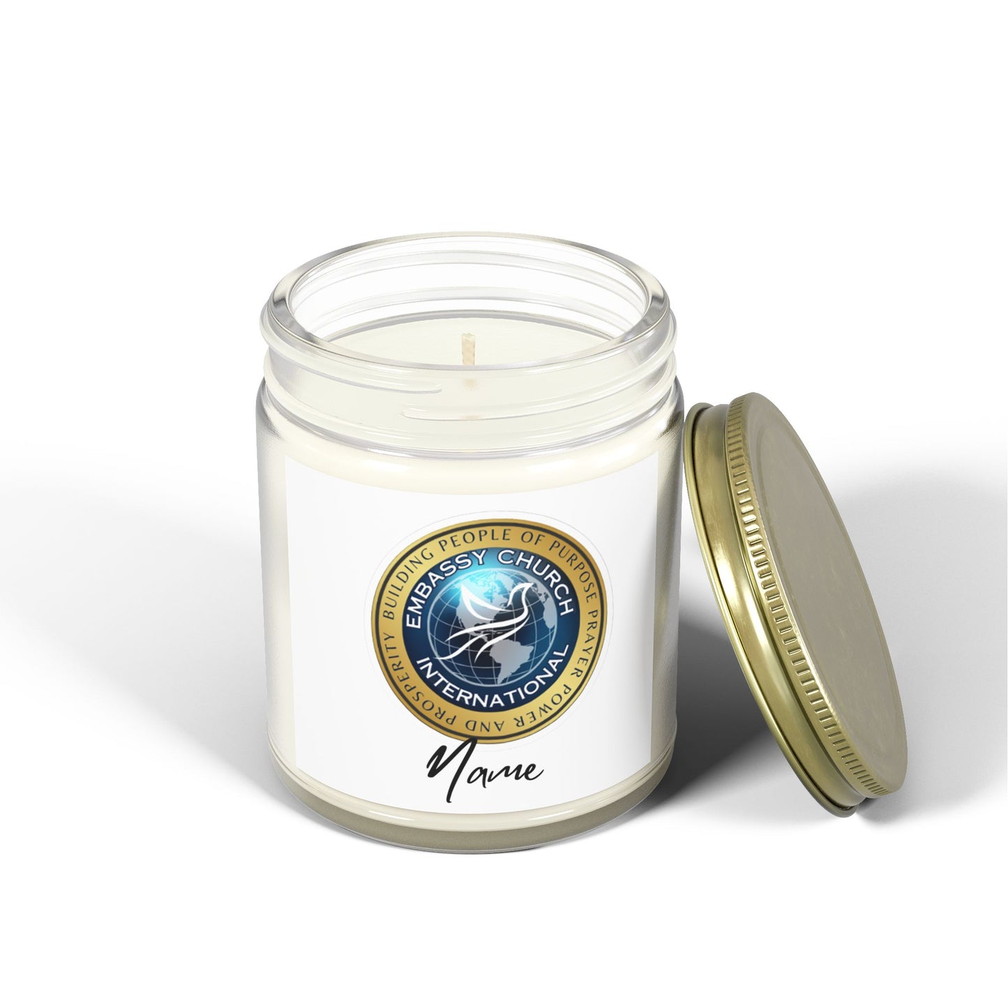 Personalized Embassy Church International Scented Candles, Coconut Apricot Wax (4oz, 9oz)