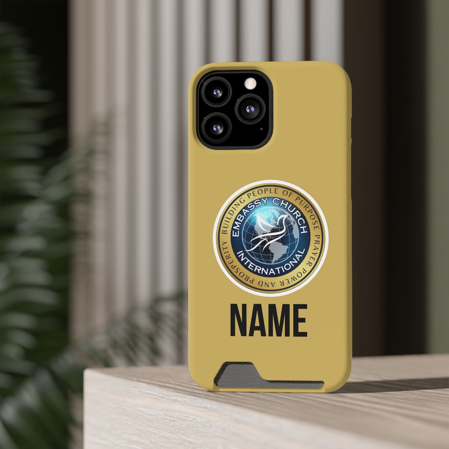 Personalized Embassy Church International Phone Case With Card Holder