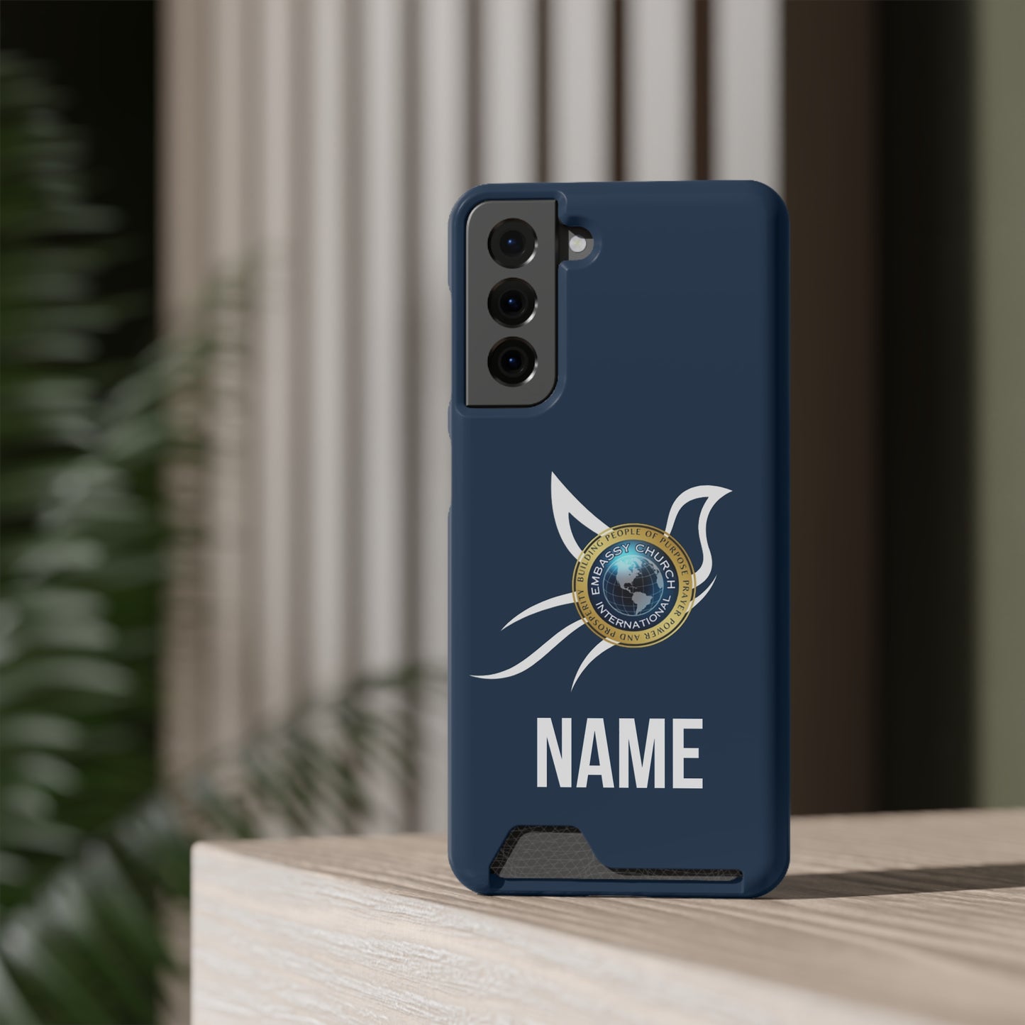 Personalized Embassy Church International Dove Phone Case With Card Holder