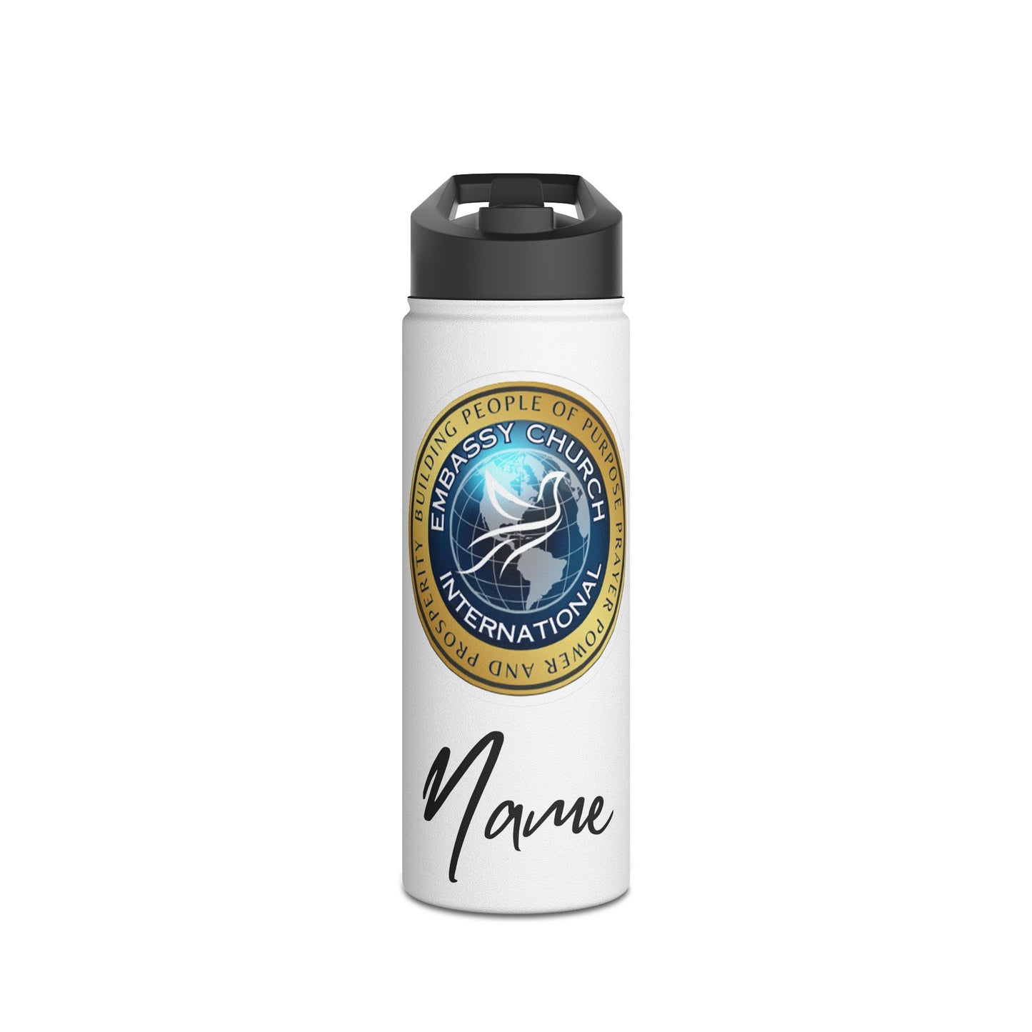 Personalized Embassy Church International Stainless Steel Water Bottle, Standard Lid