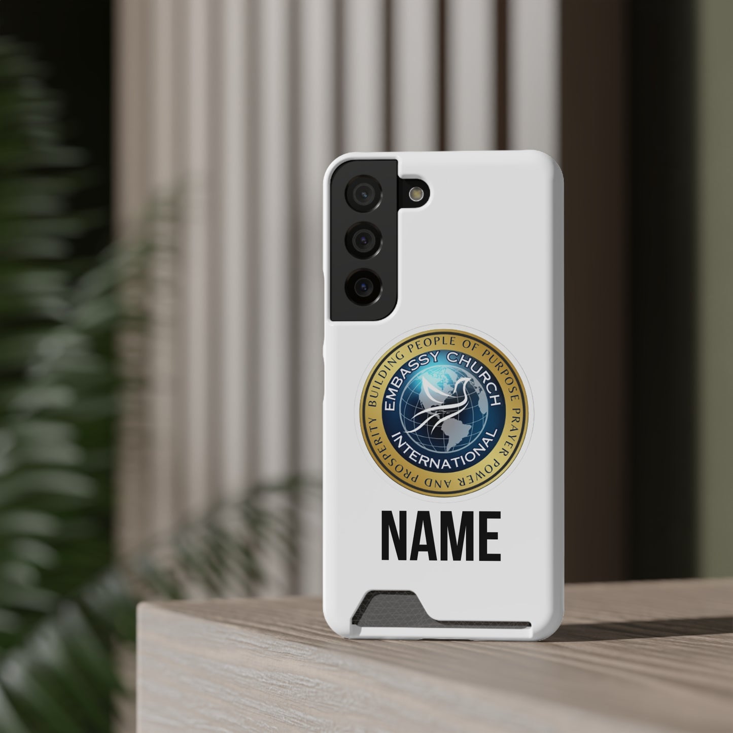 Personalized Embassy Church International Phone Case With Card Holder