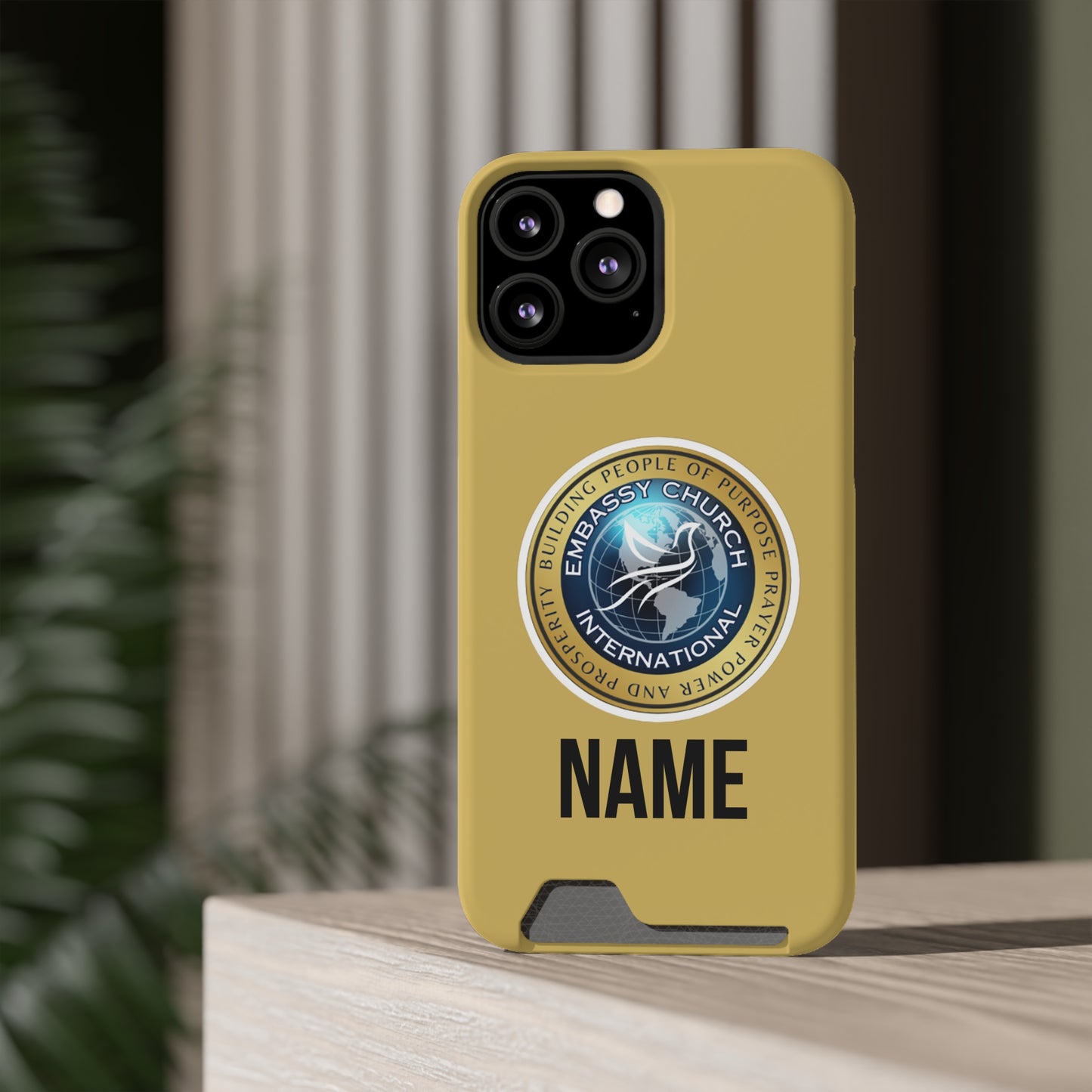 Personalized Embassy Church International Phone Case With Card Holder