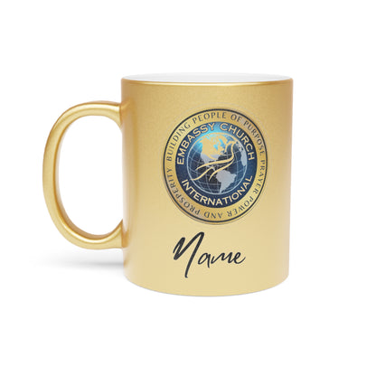 Personalized Embassy Church International Metallic Mug (Silver\Gold)