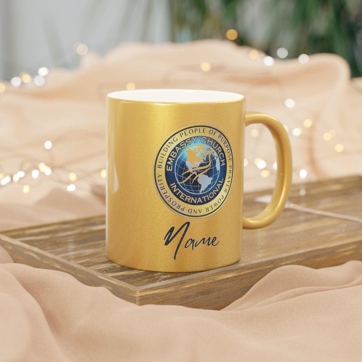 Personalized Embassy Church International Metallic Mug (Silver\Gold)