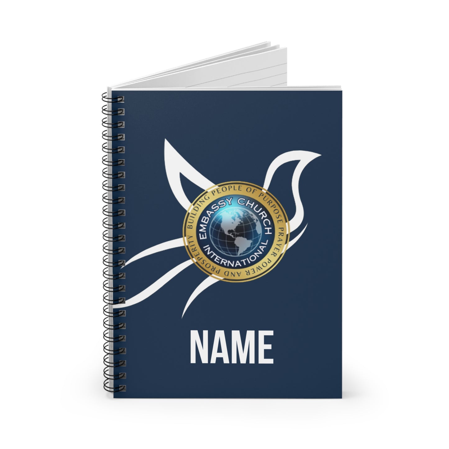 Personalized Embassy Church International Dove Spiral Notebook - Ruled Line