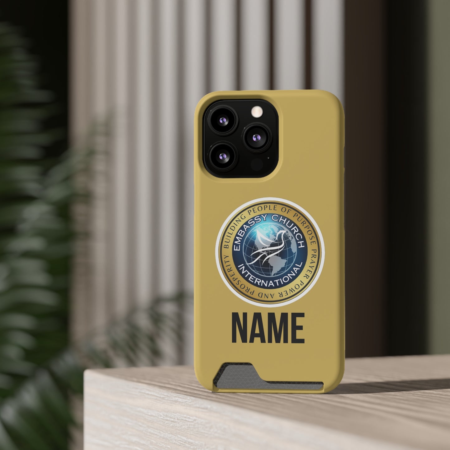 Personalized Embassy Church International Phone Case With Card Holder