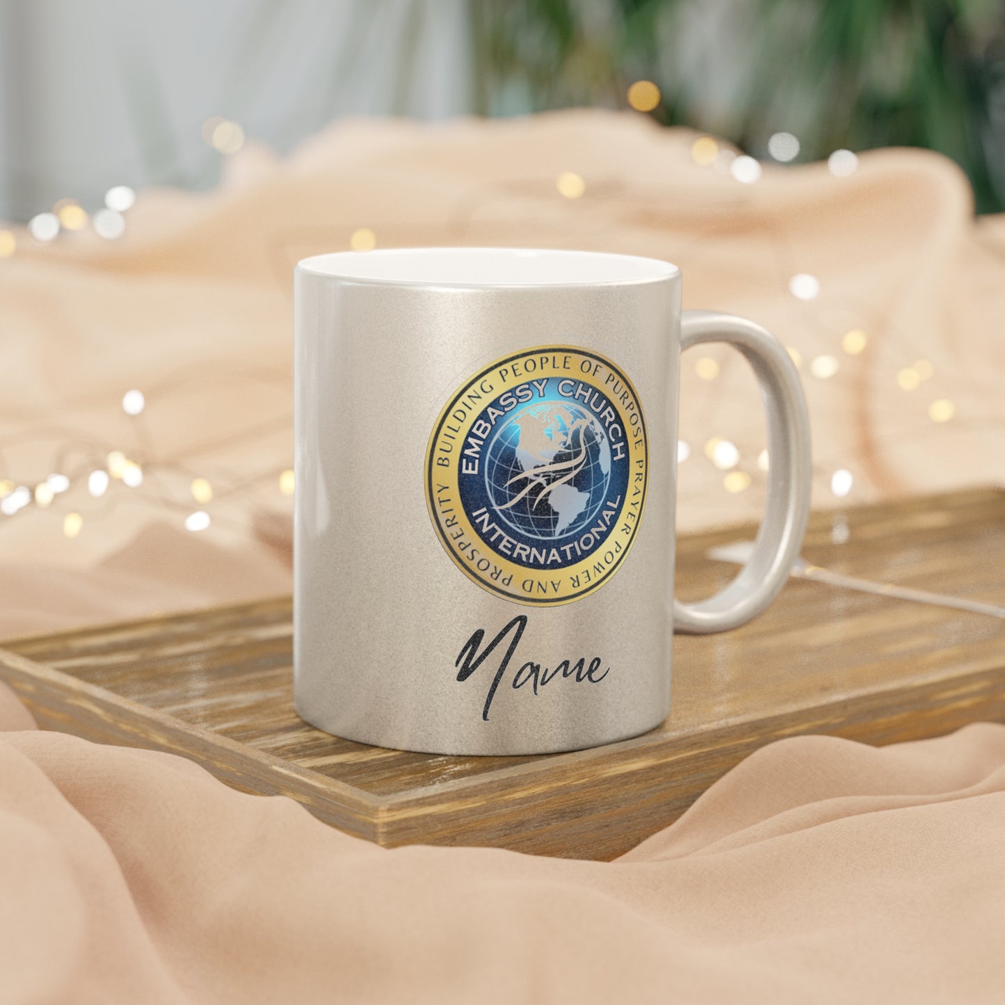 Personalized Embassy Church International Metallic Mug (Silver\Gold)