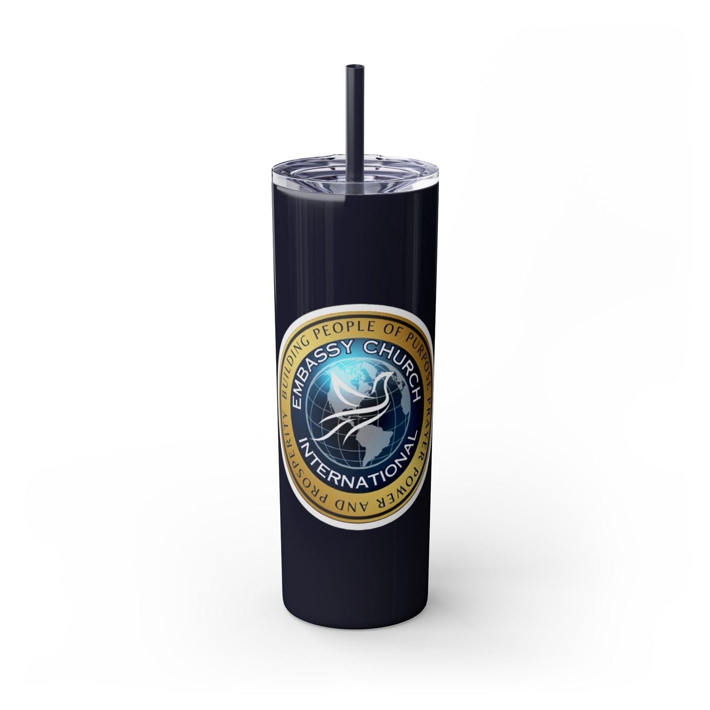 Embassy Church International Skinny Tumbler with Straw, 20oz