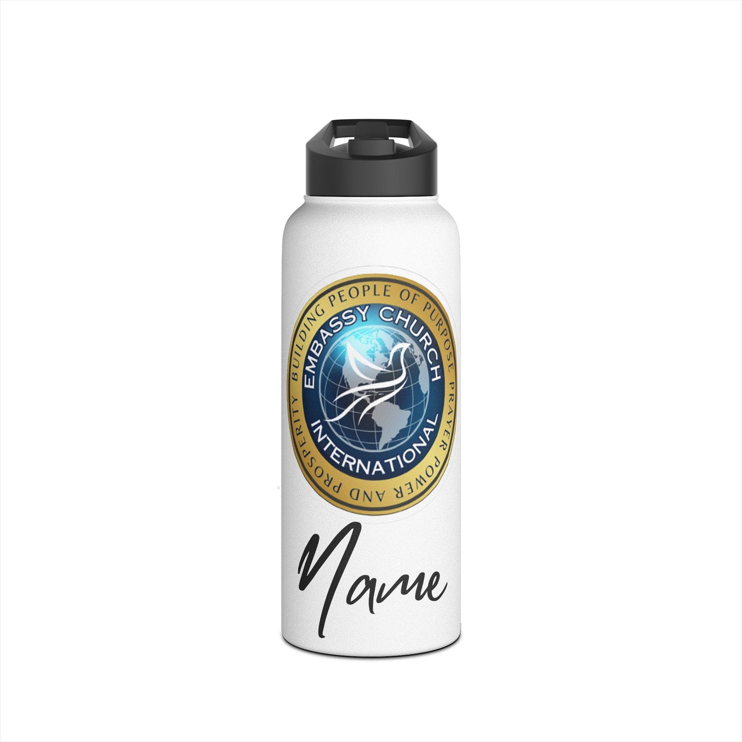 Personalized Embassy Church International Stainless Steel Water Bottle, Standard Lid